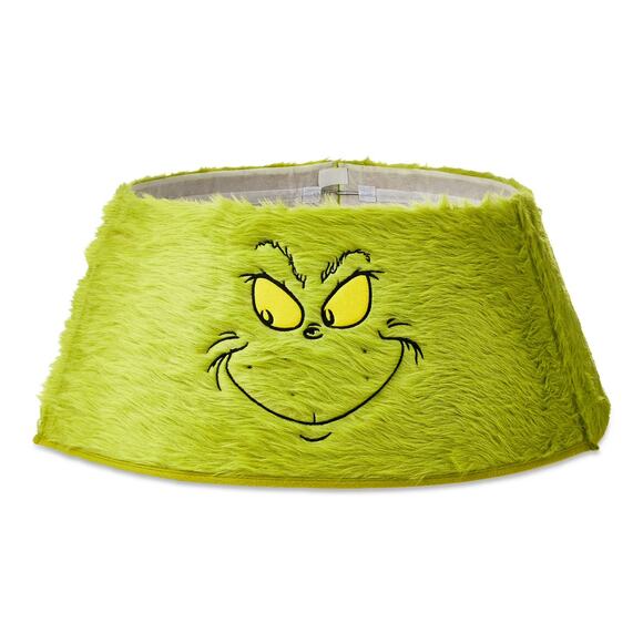 Dr. Seuss The Grinch Green Fuzzy Christmas Tree Skirt Collar Holiday Novelty Dec - Picture 1 of 5